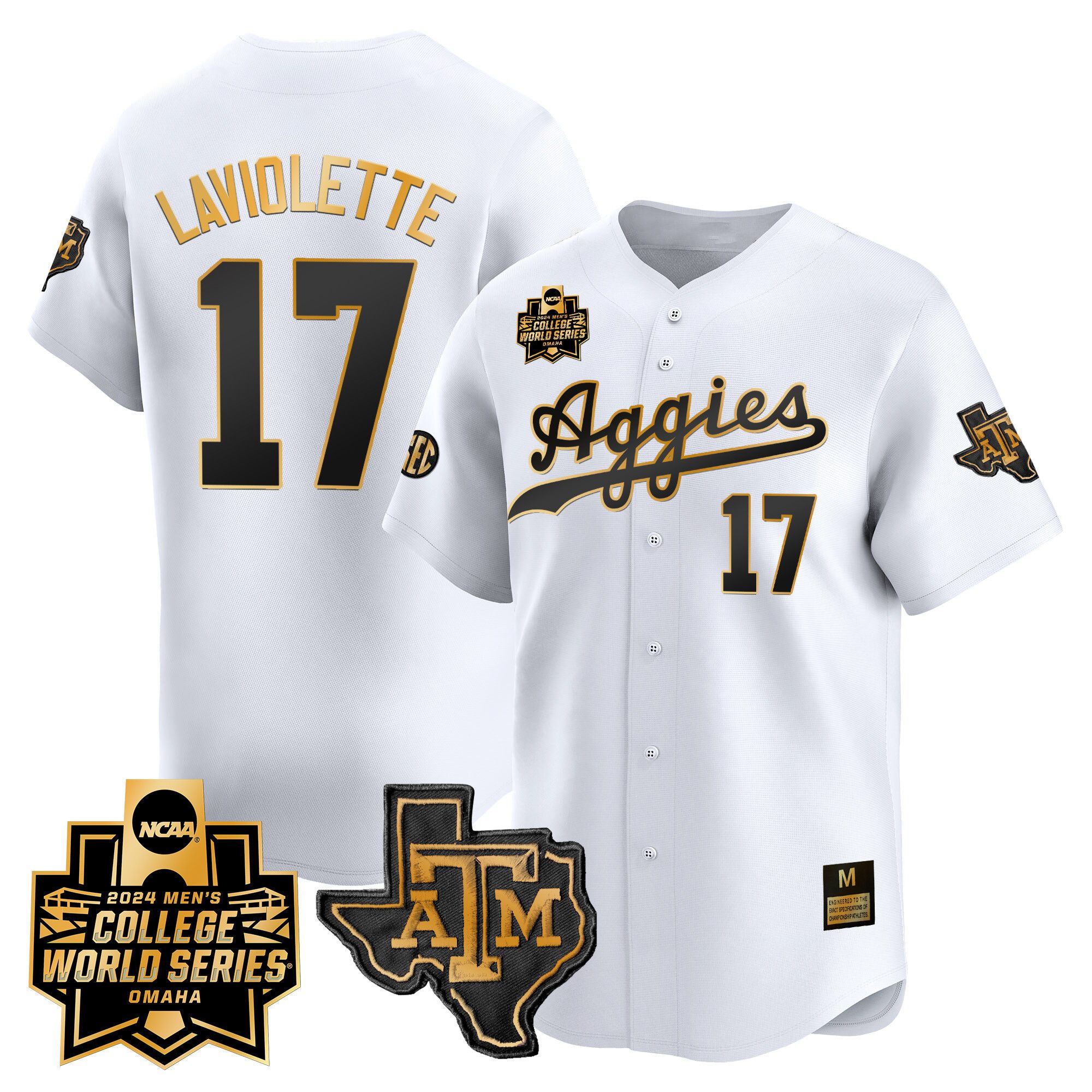 Men Texas A&M Aggies #17 Laviolette White 2024 College World Series Vapor Premier Limited NCAA Jersey style 1->indianapolis colts->NFL Jersey